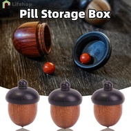 Medicine Pill Box - Portable, Mini, Sealed - Sandalwood Rescue Pill Case - Outdoor First Aid Tool - Weekly Medicine Pill Capsule Organizer - Keychain Pendants