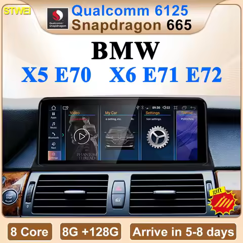 NEW ID8 Qualcomm Snapdragon665 8G 128G Car Video Player Central Multimedia For BMW X5 X6 E70 E71 E72