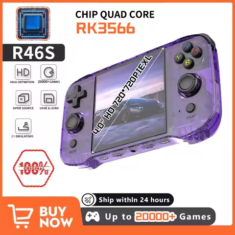 R46S Retro Handheld Game Console Linux System 128G 4.0inch IPS Screen Two-player Online Game 64GB Co