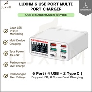 Multi Port Charger 6 USB Port Fast Charger LED Function 40W 87W PD QC Super Fast Charger TYPE-C Cabl