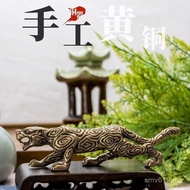 Stall Desktop Office Brass Chinese Style Brush Holder Decoration Crafts Copperware Leopard Retro Orn