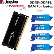 Hyperx DDR3 DDR3L RAM for laptop 4G 8GB 1333/1600MHz PC3L-SODIMM PC3 RAM computer upgrade