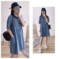 DRESS DENIM CASUAL / DENIM DRESS WANITA LENGAN PENDEK 2880