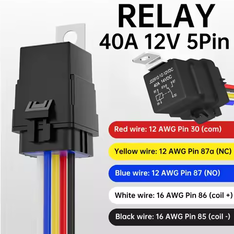 1PC 12V 40A Relay 5 Pin Waterproof Auto Relay Heavy Duty 12AWG and 16AWG Car Relay Kit with Harness