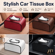 Premium Leather Car Tissue Box Holder, Hanging Tissue Case for Car Armrest and Seat Back, Universal 