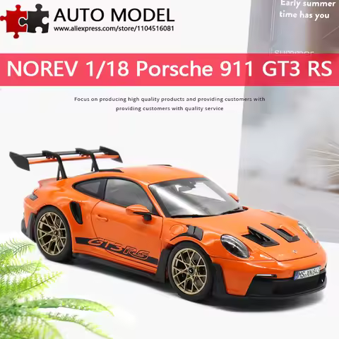 Porsche 911 Gt3 Rs 992 2022 Diecast Scale Model Norev 1:18 Simulated Metal Car Model Open Door Colle