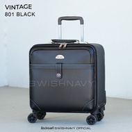 (มีขายที่เดียว) SWISHNAVY กระเป๋าเดินทางล้อลาก รุ่น Vintage ขนาด 16 20 24 นิ้ว วัสดุหนัง