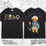 24H SHIP N9THNOVA Printed Tee Polo Bear Denim Jacket Cartoon Bear Fishing Rod Trendy Casual