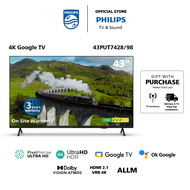 PHILIPS 4K UHD LED 43 Inch Google TV | 43PUT7428/98 | Youtube | Netflix | meWatch | Google Assistant | Dolby Atmos &amp; Dobly Vision | FOC Tabletop Setup