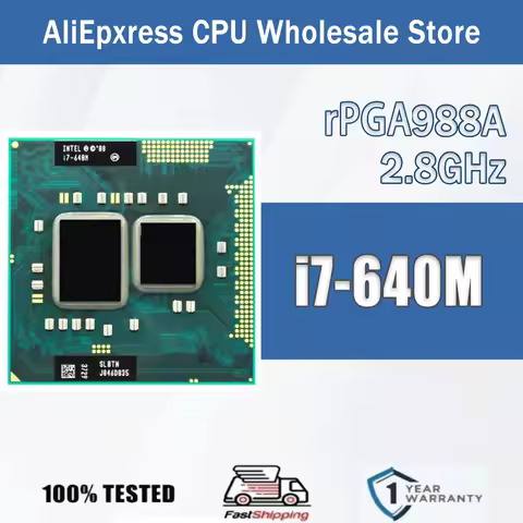 Intel Core I7-640M 2.8GHz Dual Core 4M 35W I7 640M Computer CPU Processor Server Socket G1 / RPGA988