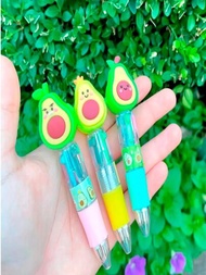 2 Mini Plumas Boligrafo 4 Colores Aguacate Kawaii Lindo Escolar Oficina