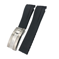 Wscebck 21mm 22mm Black Red Blue Rubber Watchband for Rolex Deepsea Sea-Dweller Submariner 41mm Divi