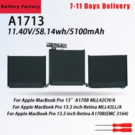 A1713 5100mAh For Apple MacBook Pro 13'' Inch Laptop Battery A1708 2016-2017 Year MPXQ2LL/A EMC2978 
