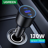 Sạc Ô Tô 130W Ugreen CD293 - 2 Cổng Type C - 1 Cổng USB A - PD 3.0 -QC 4.0 - LED - Sản Phẩm Chính Hã