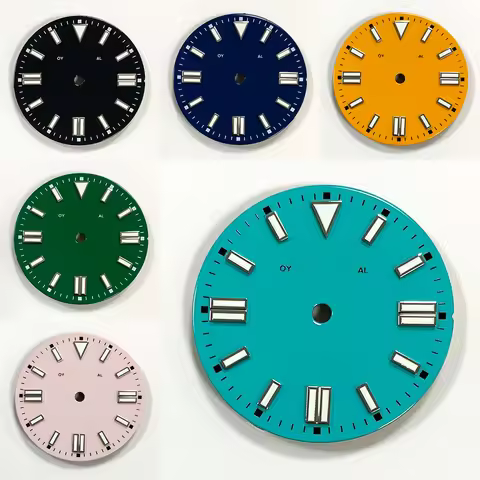 28.5mm NH35 Dial No Date Enamel S Logo Watch Dial Silver Index Luminous for NH35 NH36 Movement fits 
