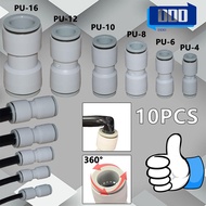 10pcs Pneumatic Fittings Fitting Plastic Connector PU4/6/8/10/12/16mm Air Water Hose Tube Push in St