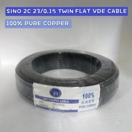 Cable 2 Core SINO 2C 23/0.15 Twin Flat VDE Multifunction Cable (Black)