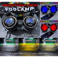 Foglamp Biled Pair ZE FOG 4 IBRIGHT Bluelens Complete Bracket DEVIL Rgb Apps Foglamp Car Fog Lamp