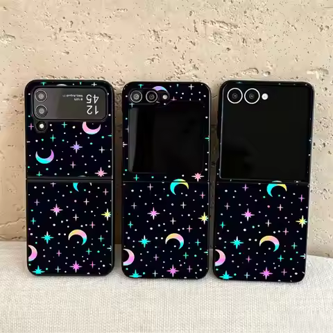 Star Moon Back Phone Cover Funda Case for Samsung Galaxy Flip3 Flip6 Flip4 Flip7 FE Flip5 Z Flip 7 6