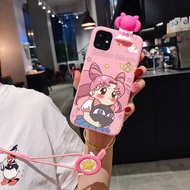 For Huawei Y5 2018 Y5 Prime Y5P Y6P Y6 2018 Y6 2018 Y5 Lite 2018 Prime 2018 Y6 2019 Y6 Pro 2019 Y6S Cute Kulomi Phone Case With Holder Stand Doll Lanyard Necklace