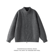 Áo Sweater Knit Cổ Đứng Double Zipper Vintage Form Rộng