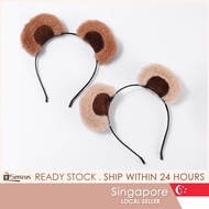 Cute Chipmunk & Bear Ear Plush Headband, Elastic Animal Theme Makeup Headband for Girls