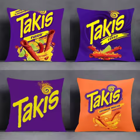 Chili Pattern T-Takis Chips Pillow Case Square Double-Sided Printing Sofa Cushion Cover Pillowcase B