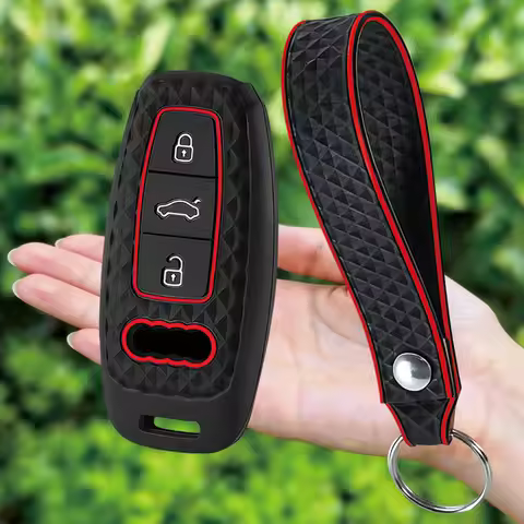 Keychain For Audi A3 8Y A4 A6 A7 A8 E-tron Q5 Q8 C8 D5 Silicone Car Smart Key Case Cover Protection 
