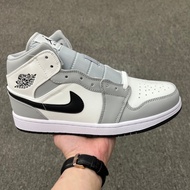 AJ 1 Mid "Lit Smoke Grey" High Quality Basketball Shoes, AJ1 Smoke Grey, Tennis Sneakers.