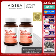 ( Pack 2 ) VISTRA Acerola Cherry 1000 mg &amp; Citrus Bioflavonoids Plus ( 45 CAPS) วิสทร้า อะเซโรลาเชอรี่ 1000 มก. &amp; ซิตรัส ไบโอฟลาโวนอยด์ พลัส [ 45 เม็ด x 2 ขวด = 90 เม็ด ]