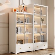 班地亚【包安装】玻璃书柜家用客厅储物柜现代轻奢手办收纳柜书架展示柜 2层暖白色白门长60宽35高91.5CM