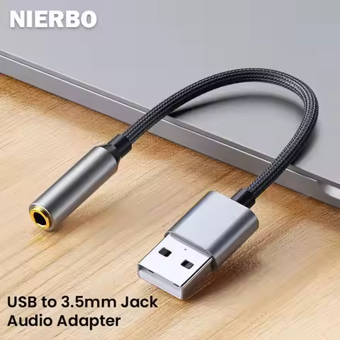NIERBO USB to 3.5mm Audio Jack Adapter USB A to 3.5mm TRRS USB to Audio Jack Adapter Headset Externa
