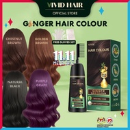 【GINGER HAIR COLOUR】400ml Perwarna Rambut Halia untuk Tutup Uban - Chestnut Brown, Dark Brown, Golde