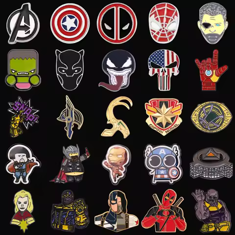 Cinematic Universe Enamel Brooches Spiderman Captain America Iron Man Thor Hulk Superhero Badges Pin