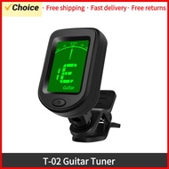 T-02 Guitar Tuner Clip-on Chromatic Digital Tuner 440Hz A4 Frequency LCD Tuner for Acoustic Guitar Accessory Ukulele Violin