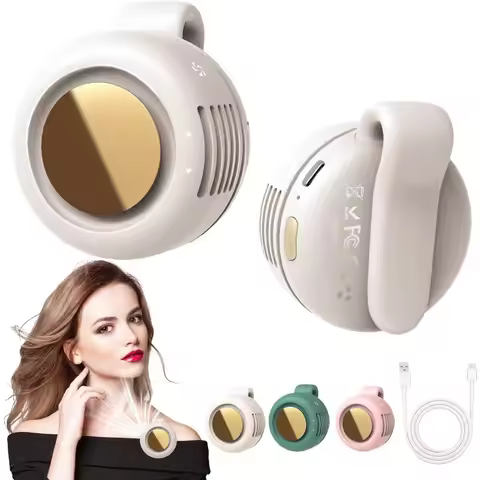 Portable Silent Mini Bladeless Electric Fan,Small fan Clip on Shirt Waist Mini Bladeless Fan Adjusta