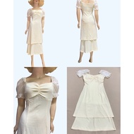 (D4715) 2-layer square neck elastic dress - Clearance