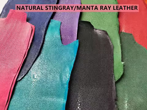 Colourful Natural Polished Pearl Gourami Stingray Manta Ray Skin Leather for Luxury Bag Purse Leathe