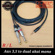 PTC Jack 3,5 mini stereo to dual jack akai mono kabel canare 2 meter