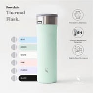 [FREE GIFT] SWANZ Kokoro 550ml - Vacuum Insulated Ceramic Coffee Tumbler Cup, Stainless Steel Thermo