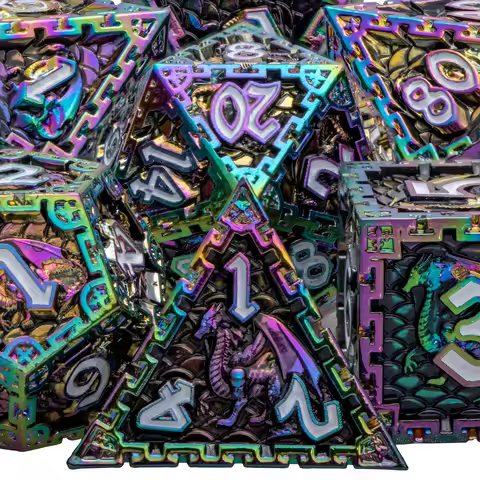 DND D20 Dice Set Dungeon and Dragon Metal Polyhedral D&D Dice for Pathfinder RPG Roll Playing Game D