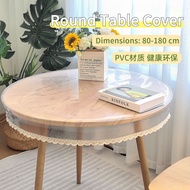 PVC Round Table Mat Table Cover Waterproof Oil-Proof Transparent Full Coverage Size 80-180cm