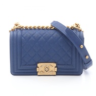 【二手】香奈兒 (Chanel) Boy Chanel 小號單肩背包 A67085 藍色魚子醬紋小牛皮（粒面小牛皮）Boy Chanel 小號鏈條肩背包