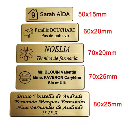 5x1.5 6x2 7x2 7x2.5 8x2.5CM Customize Brooch Pin Personalize Your Text Logo ID Plate Metal Letterbox