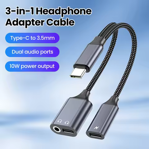 3 in 1 USB C Adapters Type-C to 3.5mm/Type-C Headphones+ Type-C Charging Connector For iPhone 15-17 