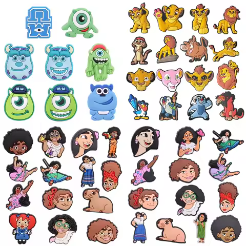 8-16PCS Cartoon Disney Monsters, Inc Lion King Princess PVC Shoe Charms Garden Shoes Ornament Slippe