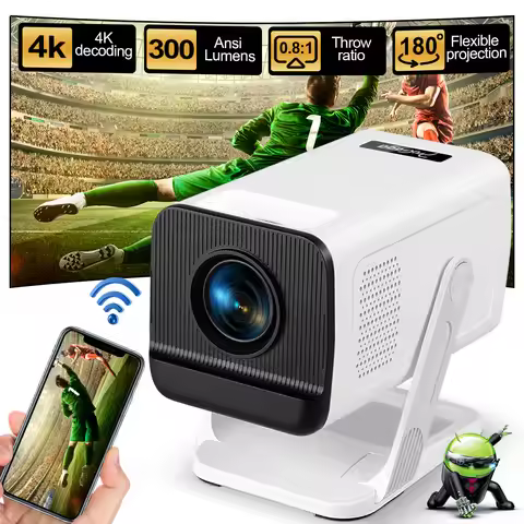 ThundeaL PG310 4K Android Projector 300 ANSI WiFi6 BT5.4 Short Throw Portable Mini for Home Theater