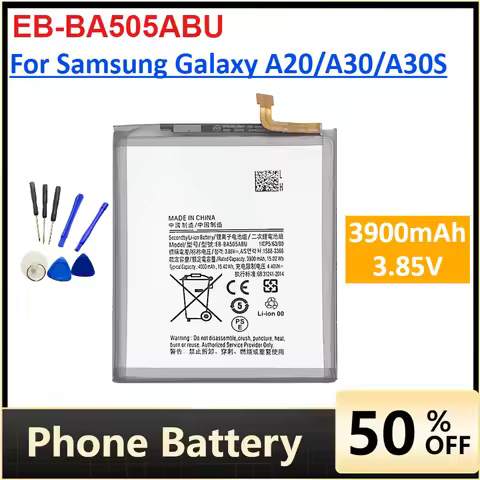 EB-BA505ABU 3900mAh 3.85V Battery for Samsung Galaxy A20 A30 A30S Replacement Mobile Phone Battery +
