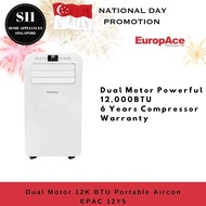 EXCLUSIVE SALE! EuropAce 12K BTU Portable Aircon - EPAC 12Y5 (Dual Motor) - Same Day Delivery*