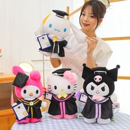 Sanrio Degree Season Doll 25cm Kuromi Melody Bachelor's Graduation Clothes Doctor Hat Plush Toy